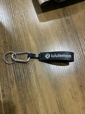 lululemon athletica Black Silicone Key Ring Fob with Silver Hardware Logo